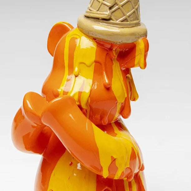 Statuetta Decorativa Gelato Sitting Bear 37 cm Orso Arancione Pop in Resina