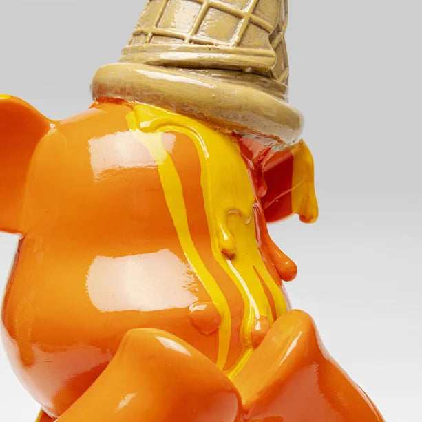 Statuetta Decorativa Gelato Sitting Bear 37 cm Orso Arancione Pop in Resina
