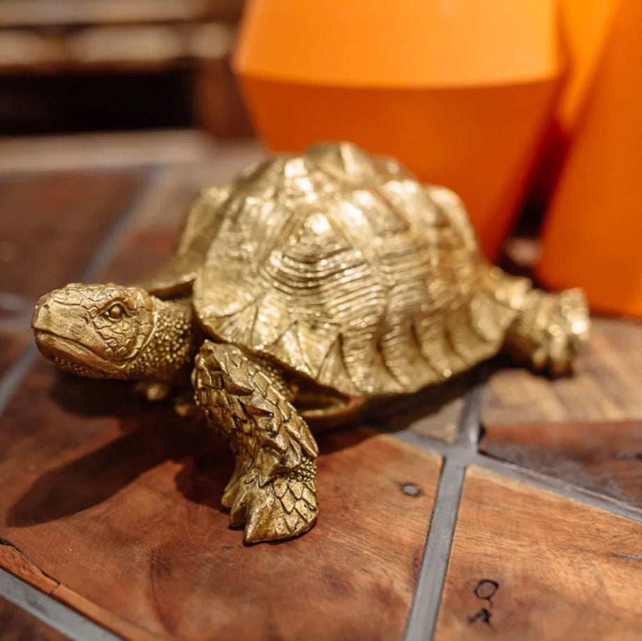 Statuetta Figura Decorativa Tartaruga Turtle Oro h 26cm