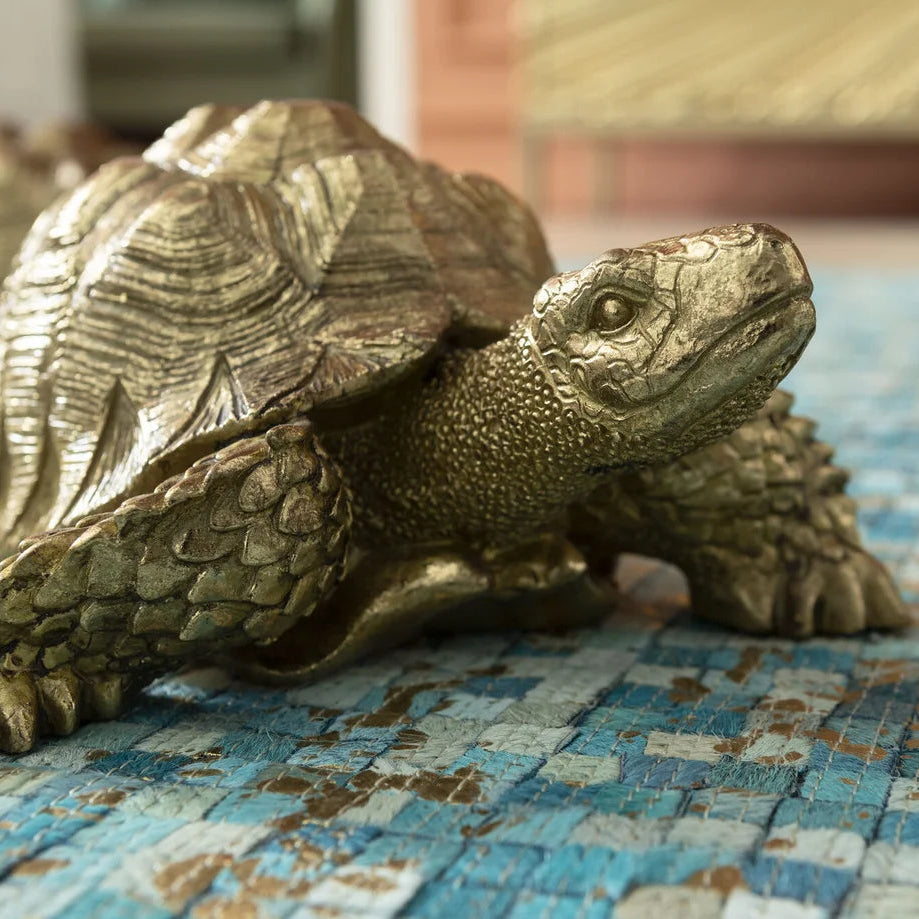 Statuetta Figura Decorativa Tartaruga Turtle Oro h 26cm