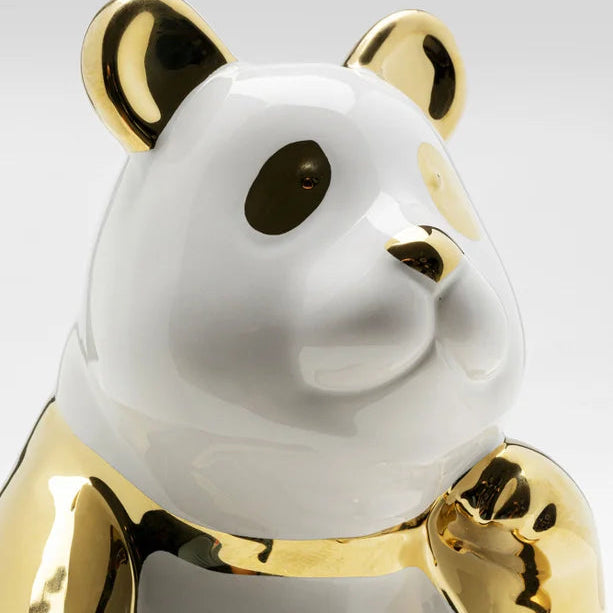 Statuetta Figura Decorativa Panda 19cm Colore Oro e Bianco