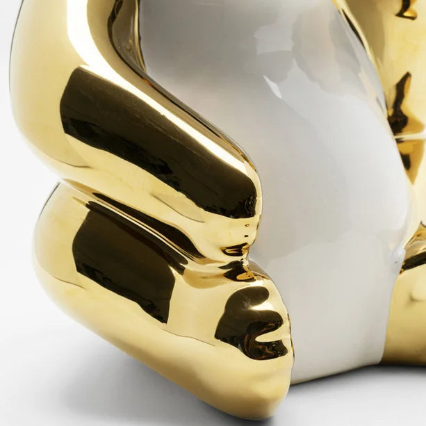 Statuetta Figura Decorativa Panda 19cm Colore Oro e Bianco