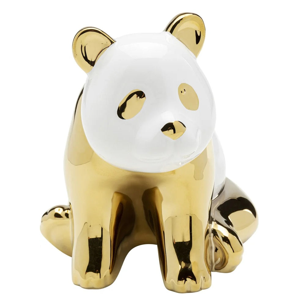 Statuetta Decorativa Panda Sitting 18cm Colore Oro e Bianco