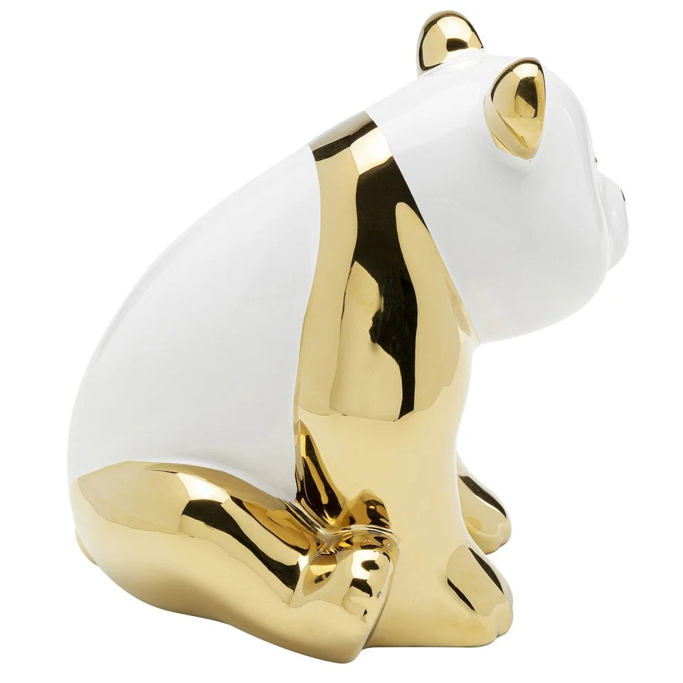 Statuetta Decorativa Panda Sitting 18cm Colore Oro e Bianco