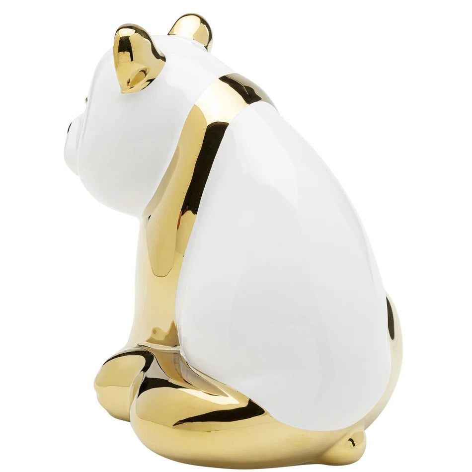 Statuetta Decorativa Panda Sitting 18cm Colore Oro e Bianco