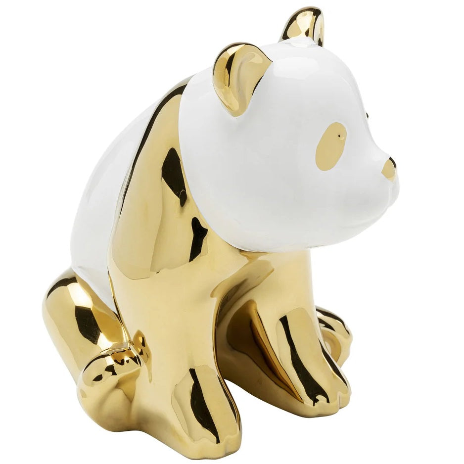 Statuetta Decorativa Panda Sitting 18cm Colore Oro e Bianco