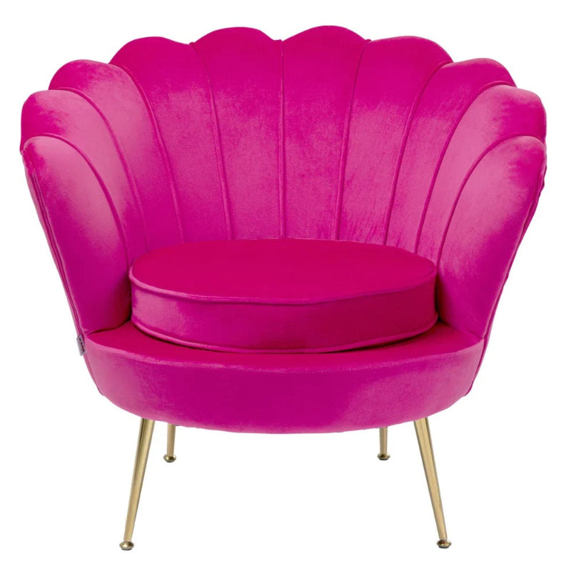 Poltrona Decorativa Water Lily in Velluto Fucsia