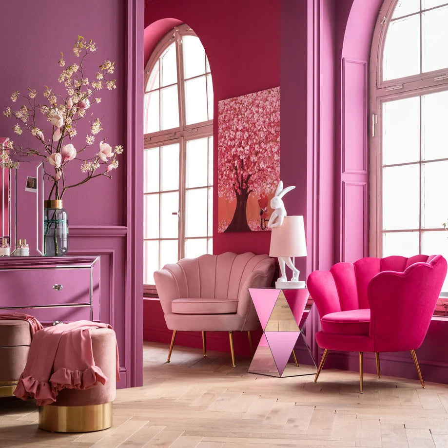 Poltrona Decorativa Water Lily in Velluto Fucsia