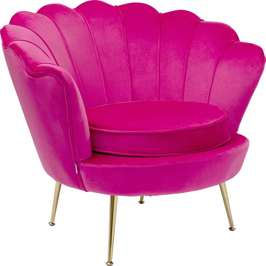Poltrona Decorativa Water Lily in Velluto Fucsia