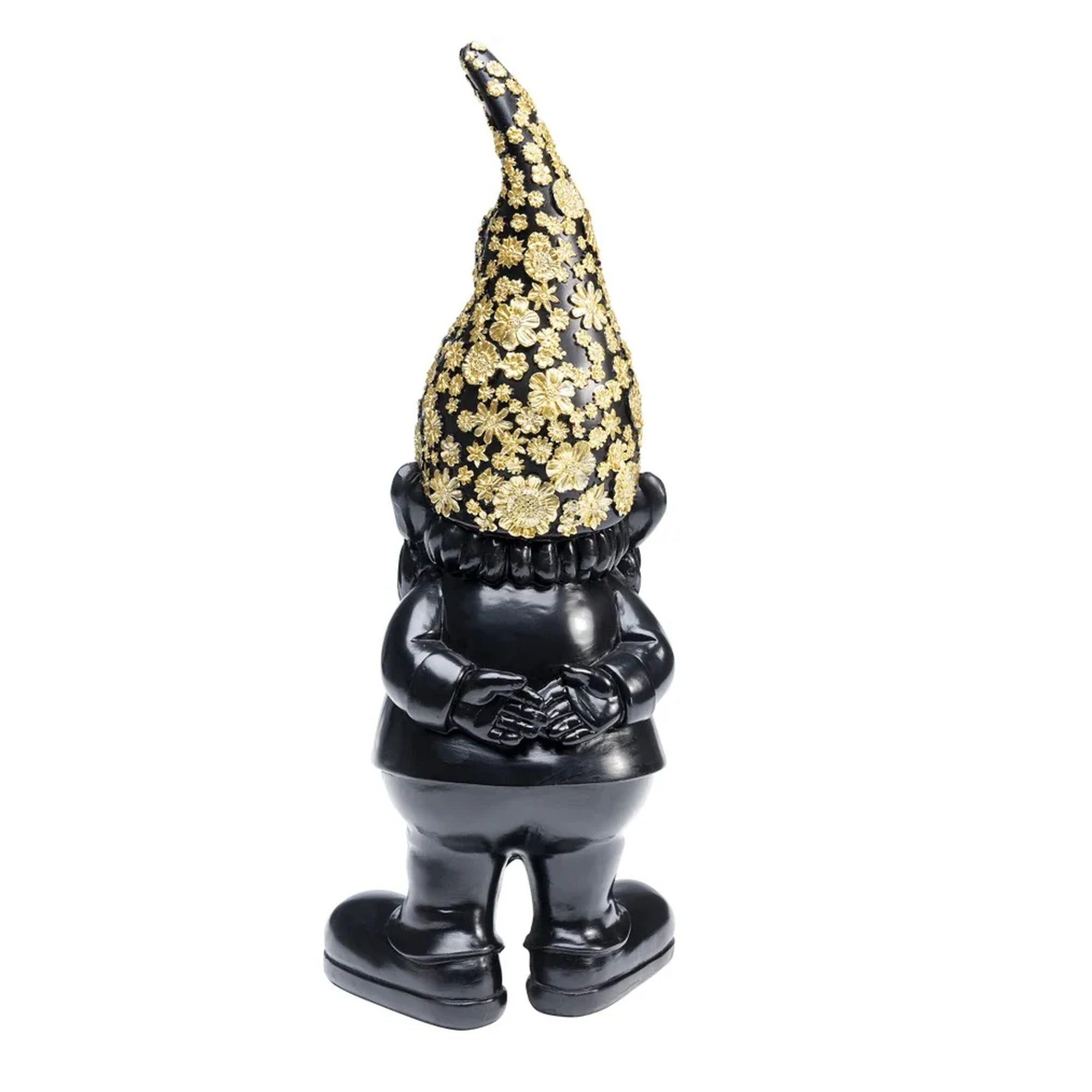 Statuetta Decorativa Gnomo Standing 30 cm Nano Moderno Nero e Oro