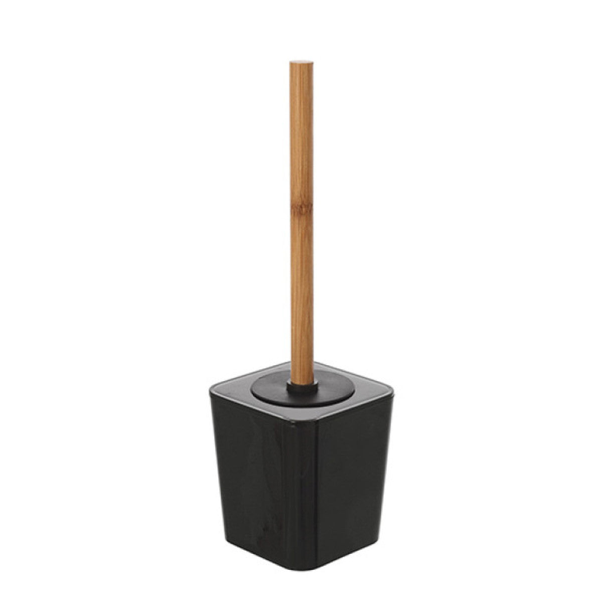 Portascopino WC Nero in Plastica e Bamboo Linea Bamboo