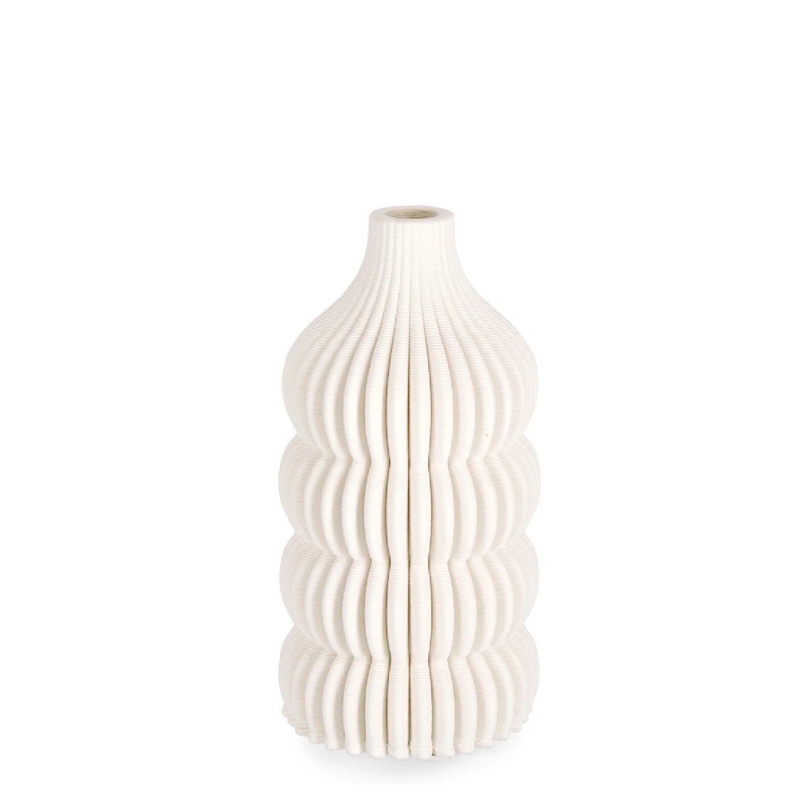 Set Decorativo Ilsa Beige con 2 Vasi in Ceramica e Tulipani