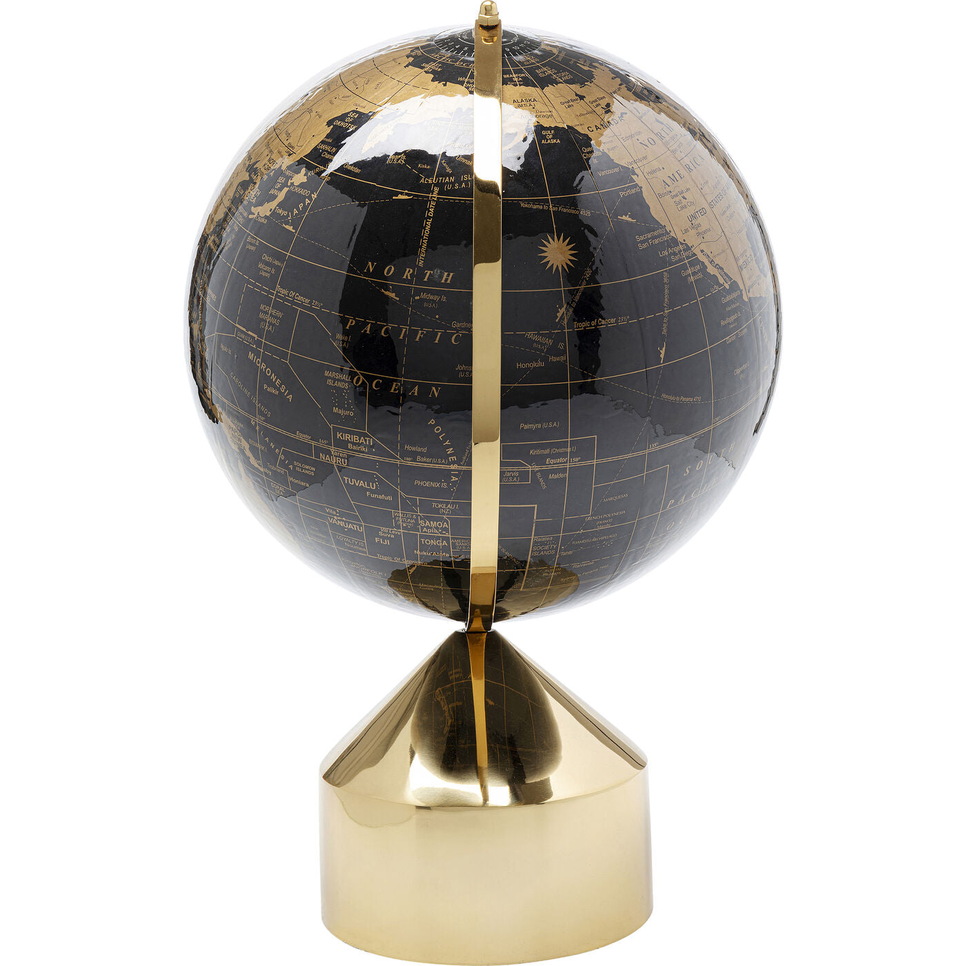 Oggetto decorativo Mappamondo Globe Top Nero e Oro con Base Elegante