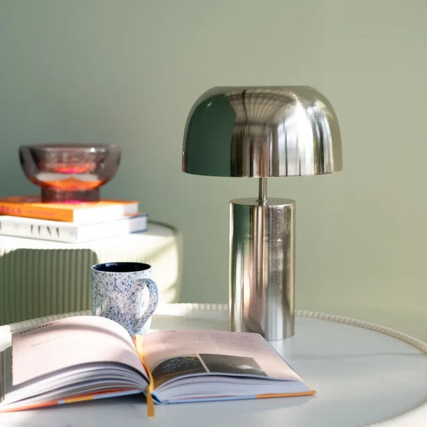 Lampada da Tavolo Loungy in Metallo Cromato H 38 cm