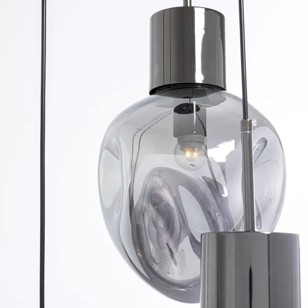 Lampadario a Sospensione Supernova Smoky Tre Sfere Design Organico Ø45cm