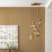 Lampadario a Sospensione Dough Amber Cinque Sfere Design Organico Ø50cm