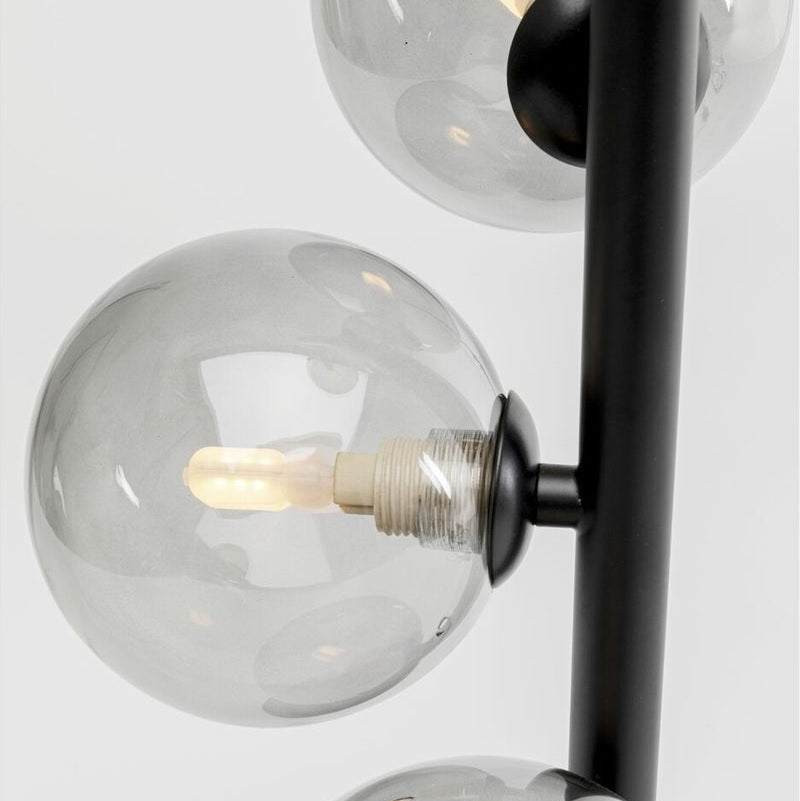 Lampada da Tavolo Moderna Scala Balls Nero con Sfere in Vetro Fumé 5 Luci