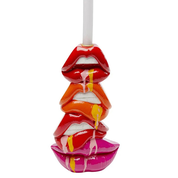Portacandela Decorativo Labbra Lips Multicolor Design Pop In Poliresina