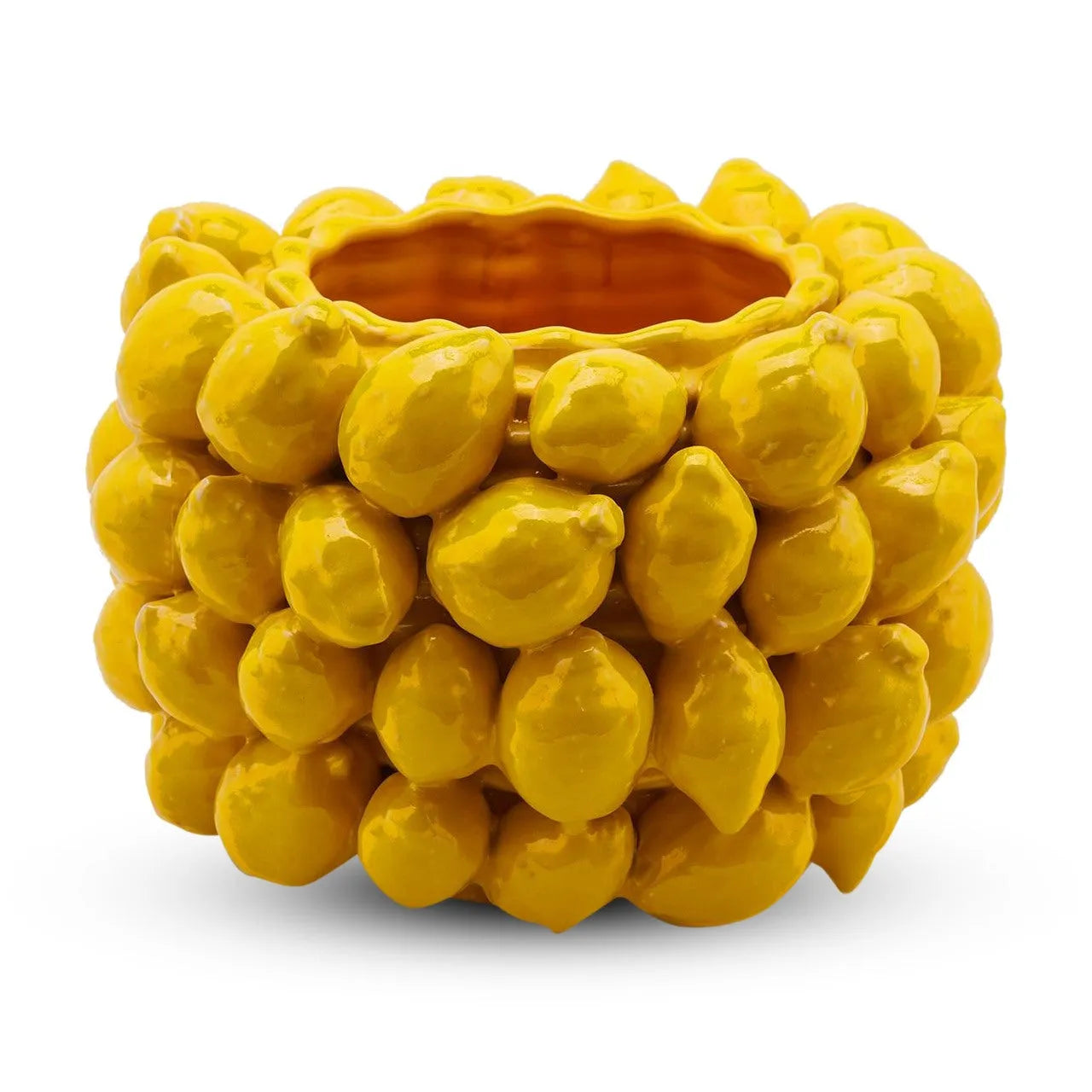 Vaso Decorativo Chakra Limoni in Ceramica Gialla H 22 cm Ø 31 cm