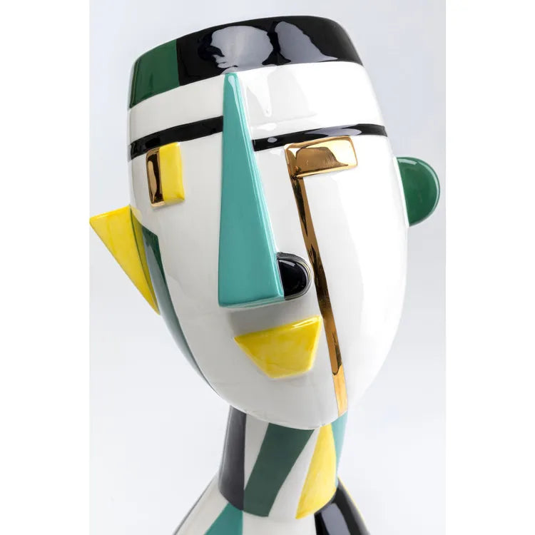 Vaso Decorativo Happy Face 43cm in Ceramica Multicolore