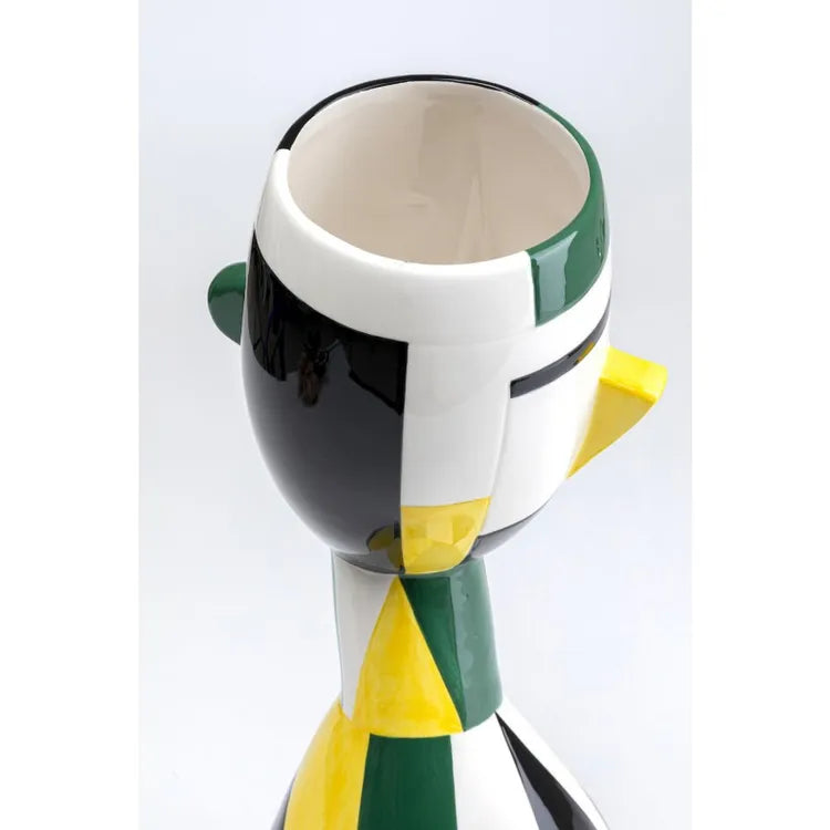 Vaso Decorativo Happy Face 43cm in Ceramica Multicolore