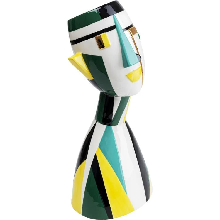 Vaso Decorativo Happy Face 43cm in Ceramica Multicolore