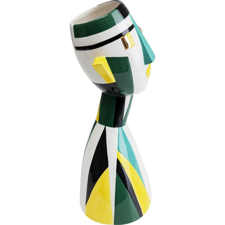 Vaso Decorativo Happy Face 43cm in Ceramica Multicolore