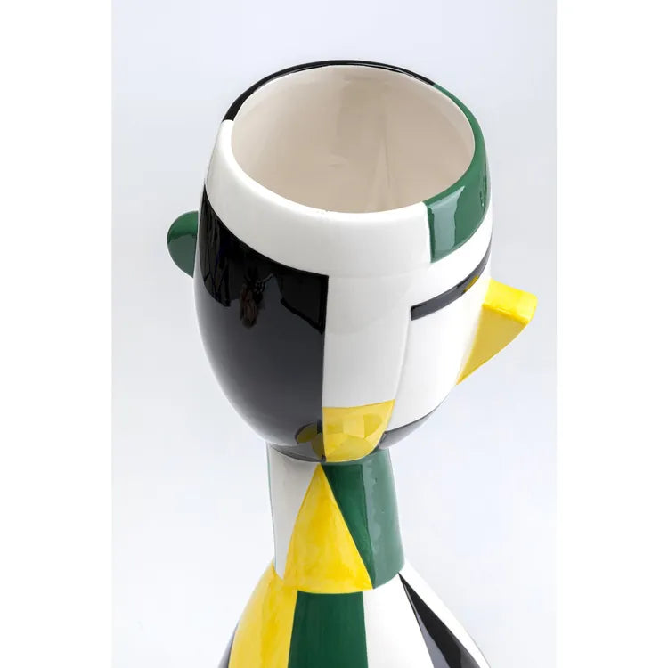 Vaso Decorativo Happy Face 43cm in Ceramica Multicolore