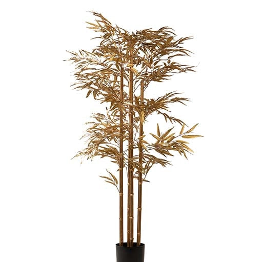 Albero Di Bambù Dorato Con Vaso 78x51x137 Cm
