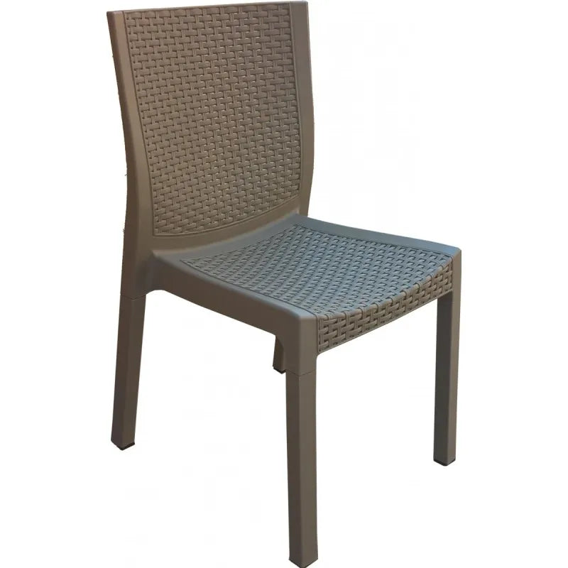 Sedia Panarea in Resina Effetto Rattan Tortora Impilabile da Esterno