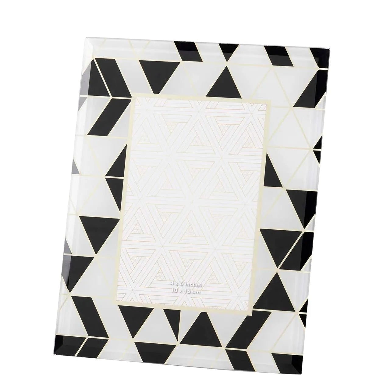 Cornice Portafoto Geometrica Stampa Foil In Vetro Bianco e Nero 10x15 CM