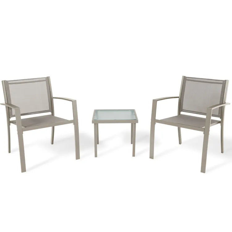 Set Salotto da Giardino 3 Pezzi Havana Acciaio Taupe/Marrone