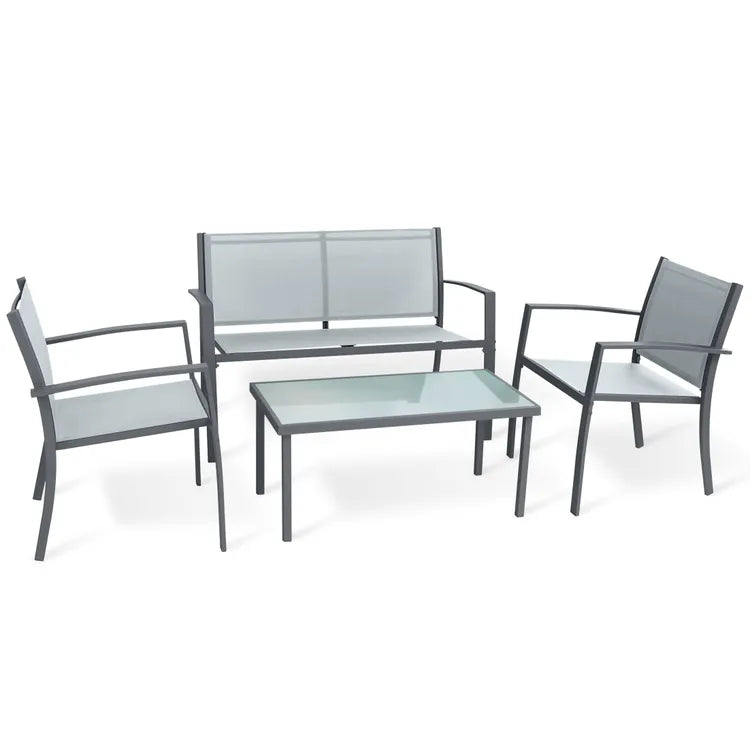 Set Salotto da Giardino 4 Pezzi Santiago Acciaio Antracite/Grigio