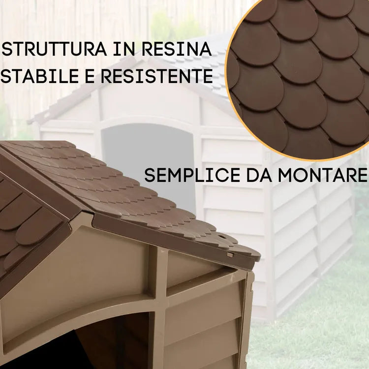 Cuccia per Cani in Resina Beige Marrone 72x72x68 cm