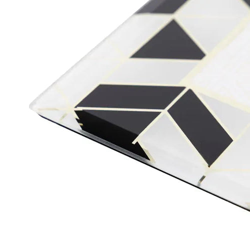 Cornice Portafoto Geometrica Stampa Foil In Vetro Bianco e Nero 10x15 CM