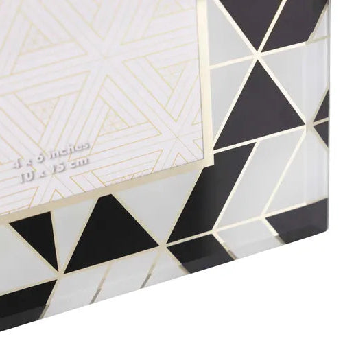 Cornice Portafoto Geometrica Stampa Foil In Vetro Bianco e Nero 10x15 CM