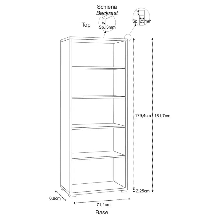 Libreria Ufficio Double 182x71 cm Ossido Bianco