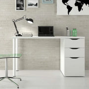Scrivania Athena con Cassettiera Reversibile Bianca 138x60x74 cm