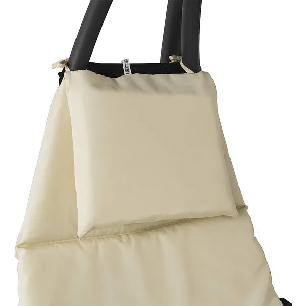 Lettino a Dondolo con Cuscino e Parasole Beige 197x104x200 cm