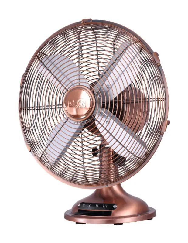 Ventilatore da Tavolo Rame 30 cm in Metallo 35W 3 Velocità