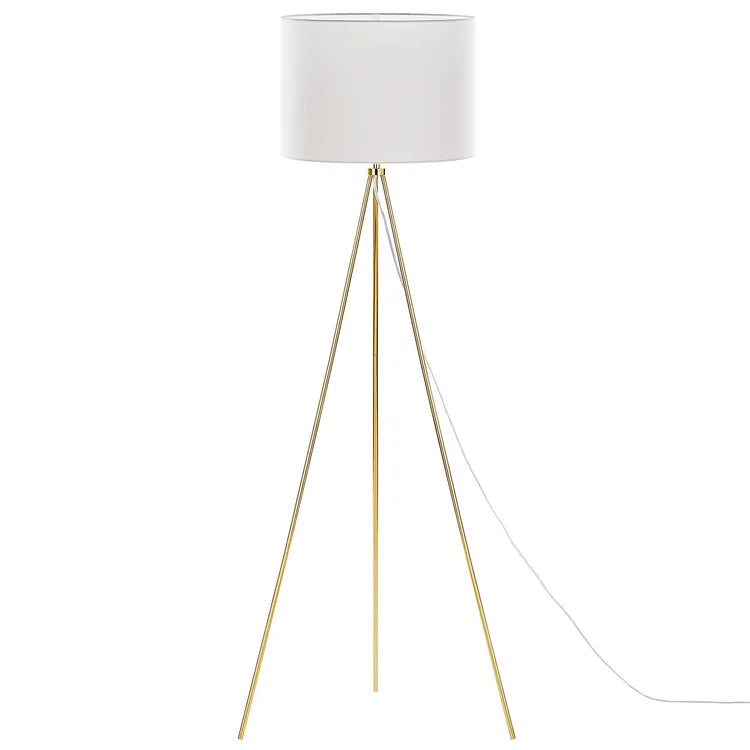 Lampada da Terra Cara A4001-GLD Bianco e Oro H159 cm con Struttura a Treppiede