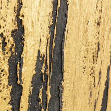 Quadro Astratto Abstract Nero Oro Incorniciato 80x120 cm Effetto Materico