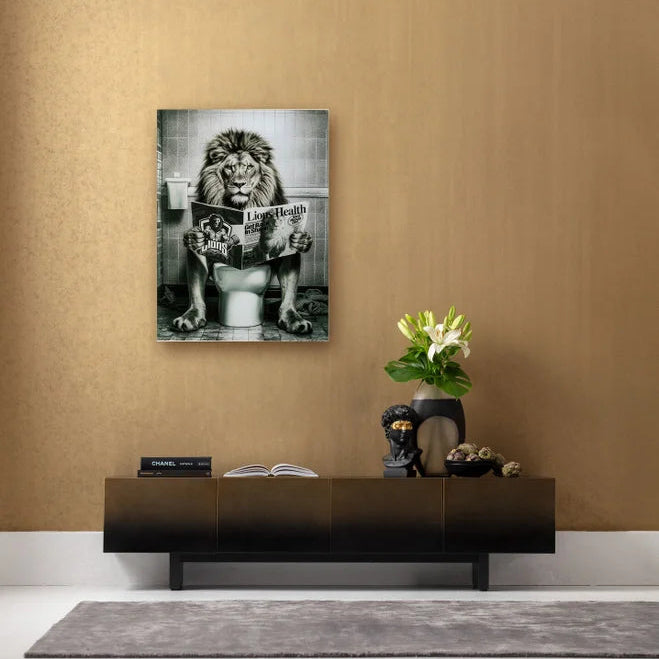 Quadro Decorativo Bath Lion Ironico 60×80 cm Stile Pop Moderno