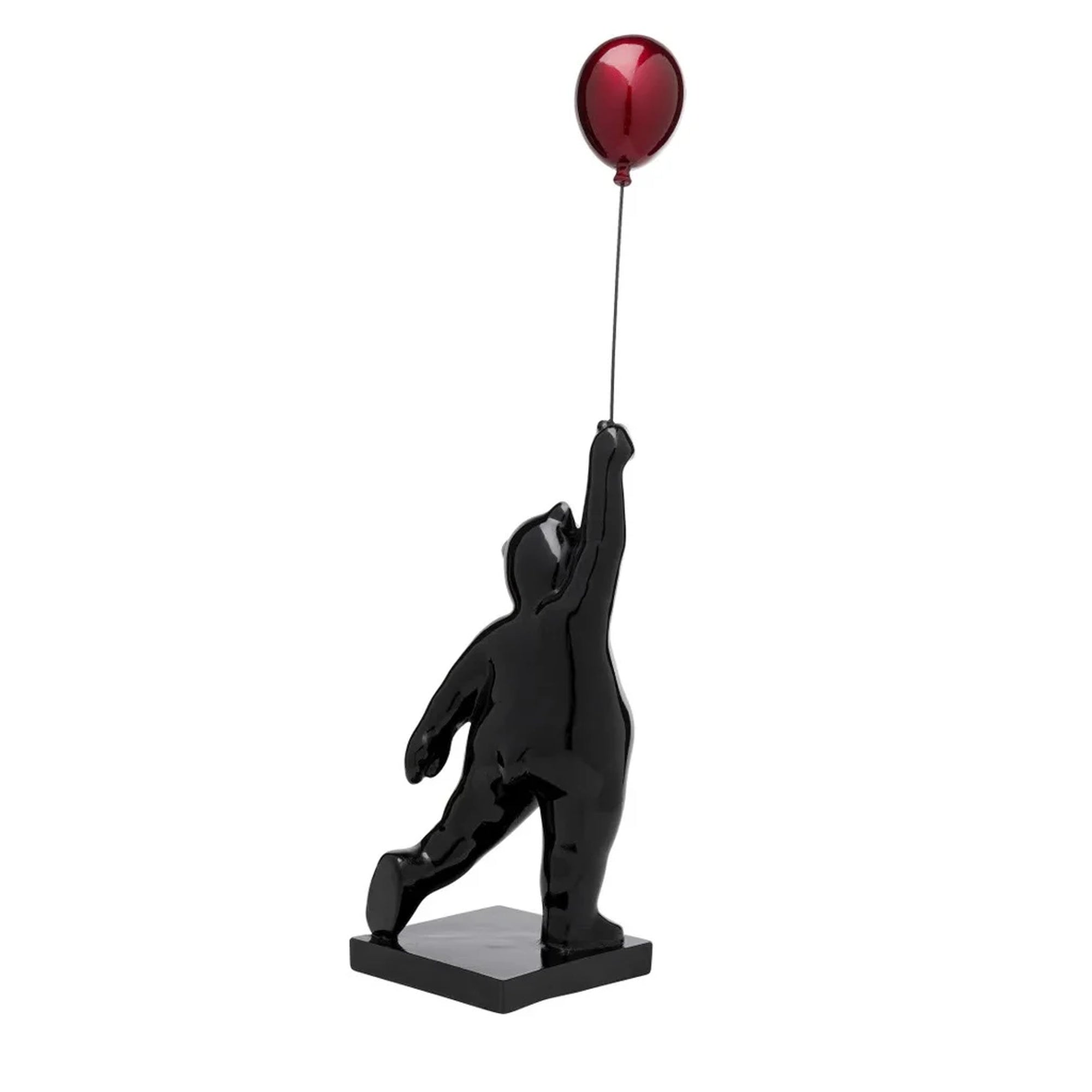 Scultura Decorativa Balloon Bear Orso con Palloncino Rosso 74cm Design Moderno