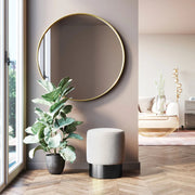 Sgabello Pouf Decorativo Cherry Crema in Tessuto Base Nera Ø36cm