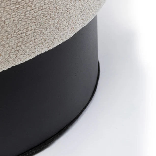 Sgabello Pouf Decorativo Cherry Crema in Tessuto Base Nera Ø36cm