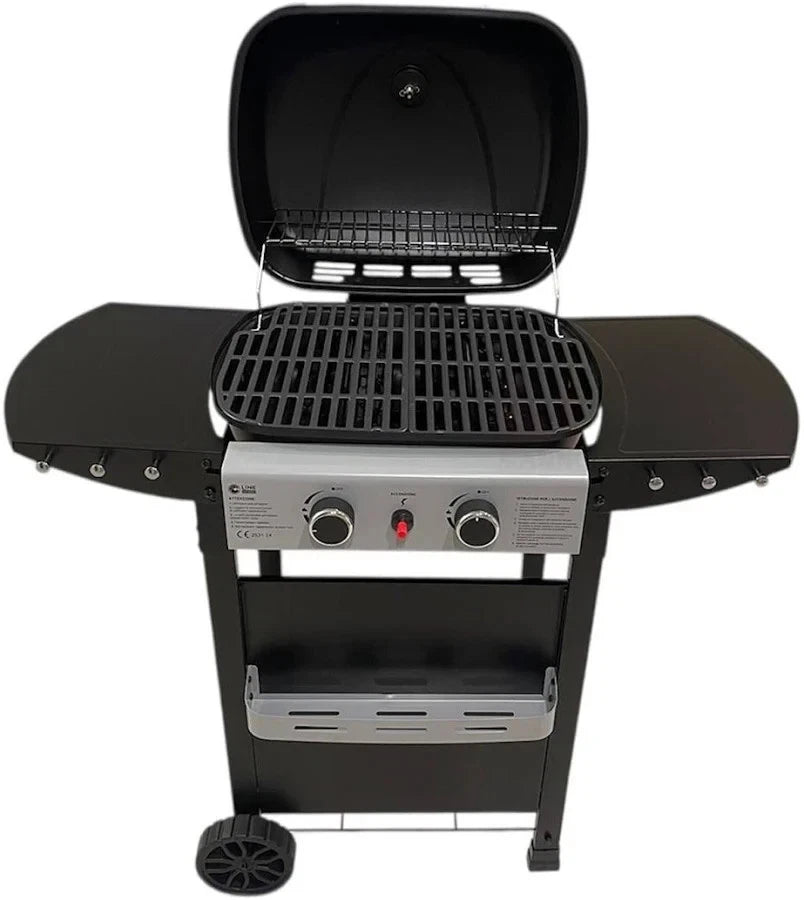 Barbecue a Gas 2 Fuochi Simply Hot con Griglia in Ghisa e Coperchio