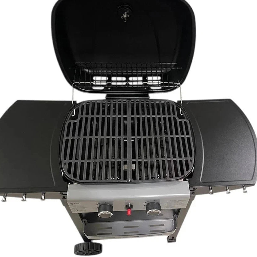 Barbecue a Gas 2 Fuochi Simply Hot con Griglia in Ghisa e Coperchio