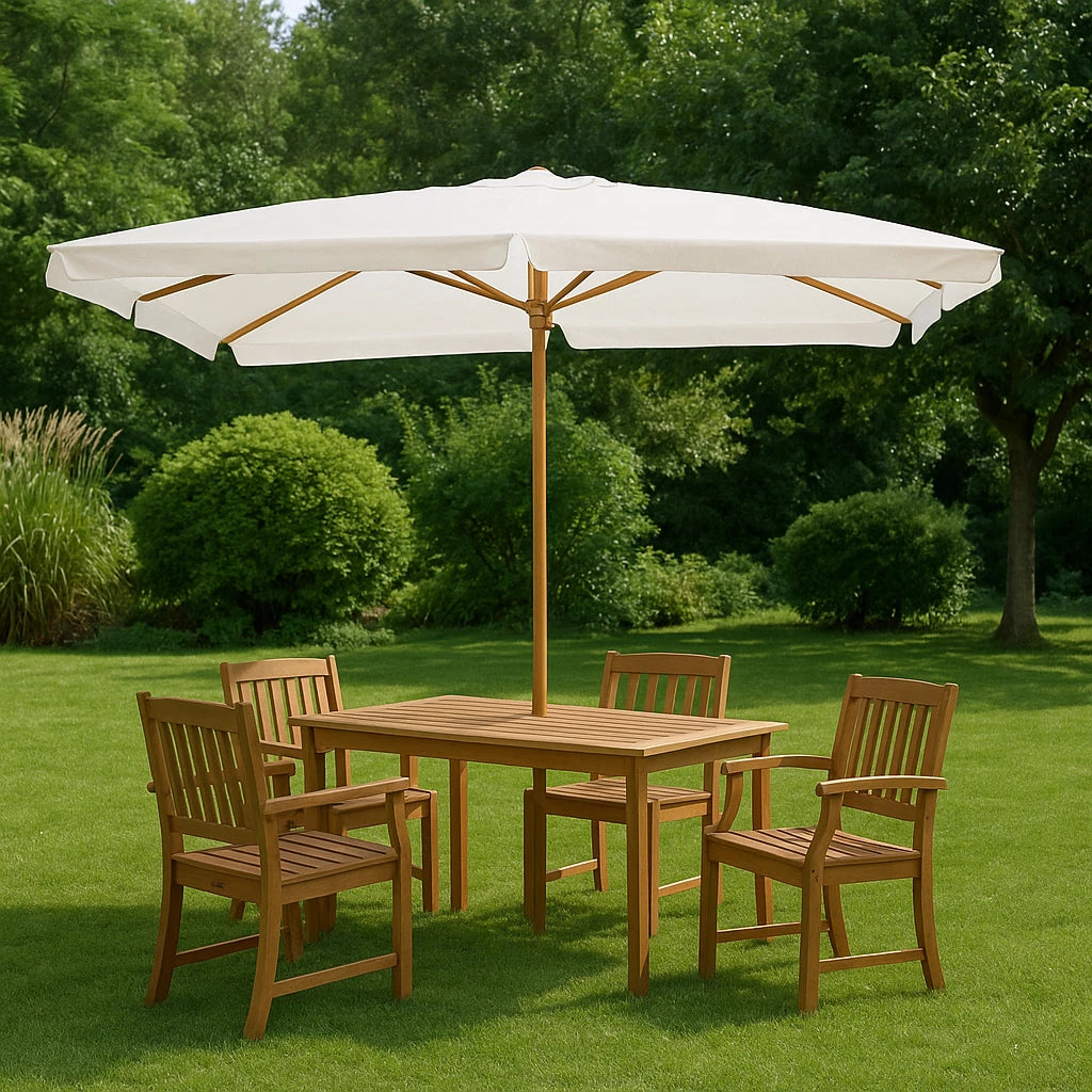 Ombrellone da Giardino in Legno Tuvalu 3x3 m Bianco con Palo Ø48 mm