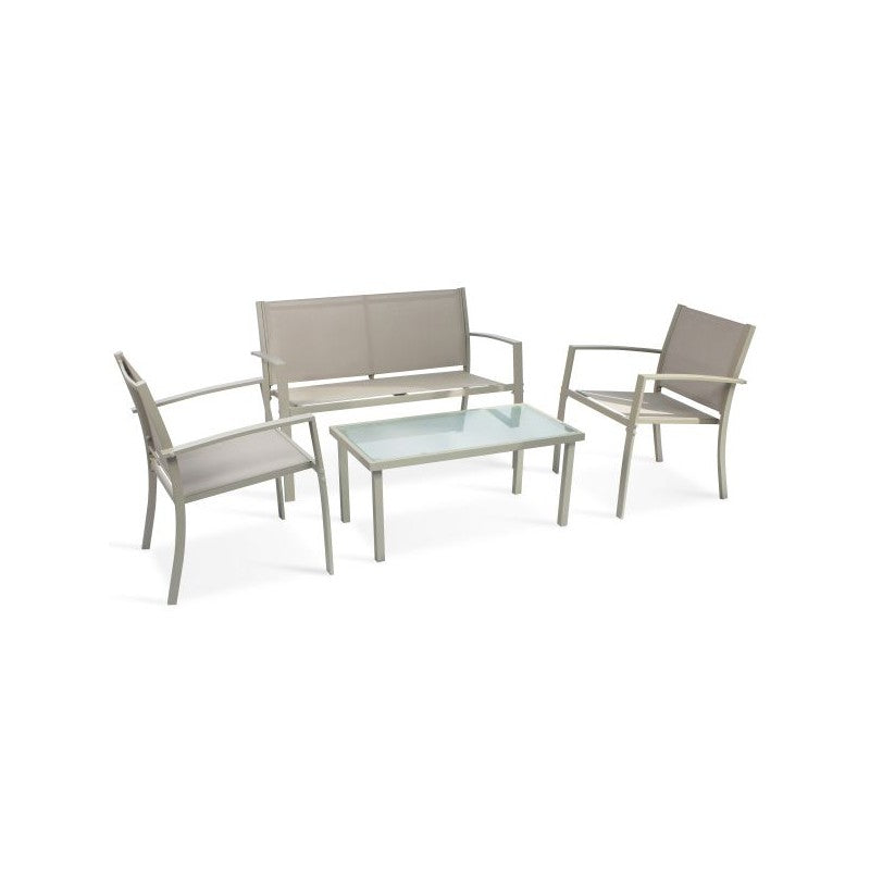 Set Salotto da Giardino 4 Pezzi Santiago Acciaio Taupe/Marrone